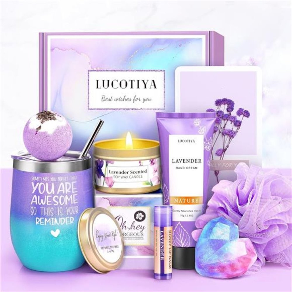 Birthday Gifts for Women, Gift Basket for Ladies + Wine Tumbler Thank You Gifts